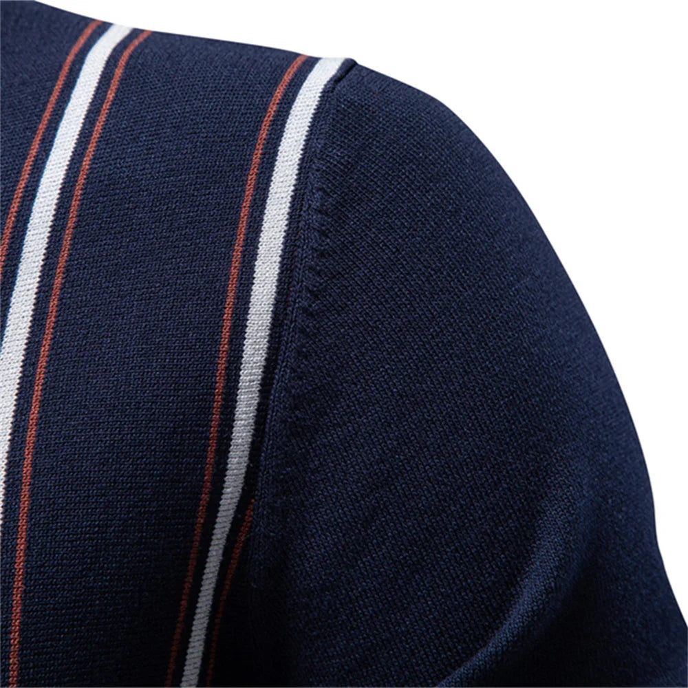 AIOPESON Brand Old Money Polo Shirt Men's Stripe Short Sleeve Soft Fabric Breathable Elegant Casual Polo Shirts for Men