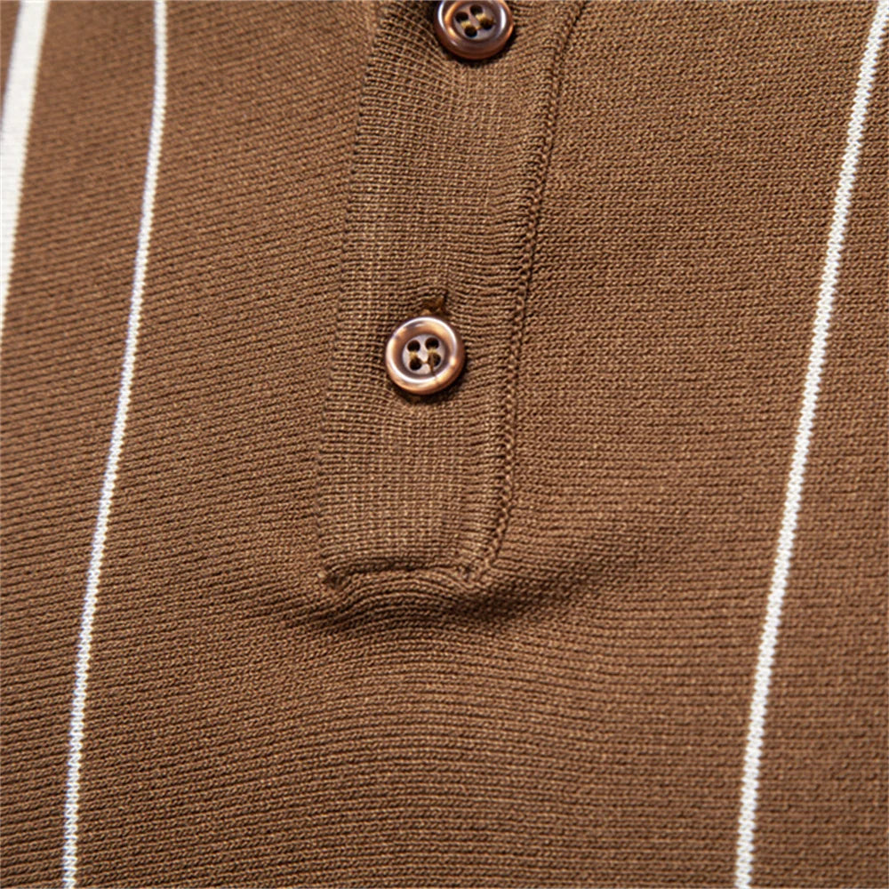 2026 Polo Shirt Men's Stripe Old Money Style Short Sleeve Soft Breathable Luxe Casual Elegant Daily Wear Polo Shirts For Male