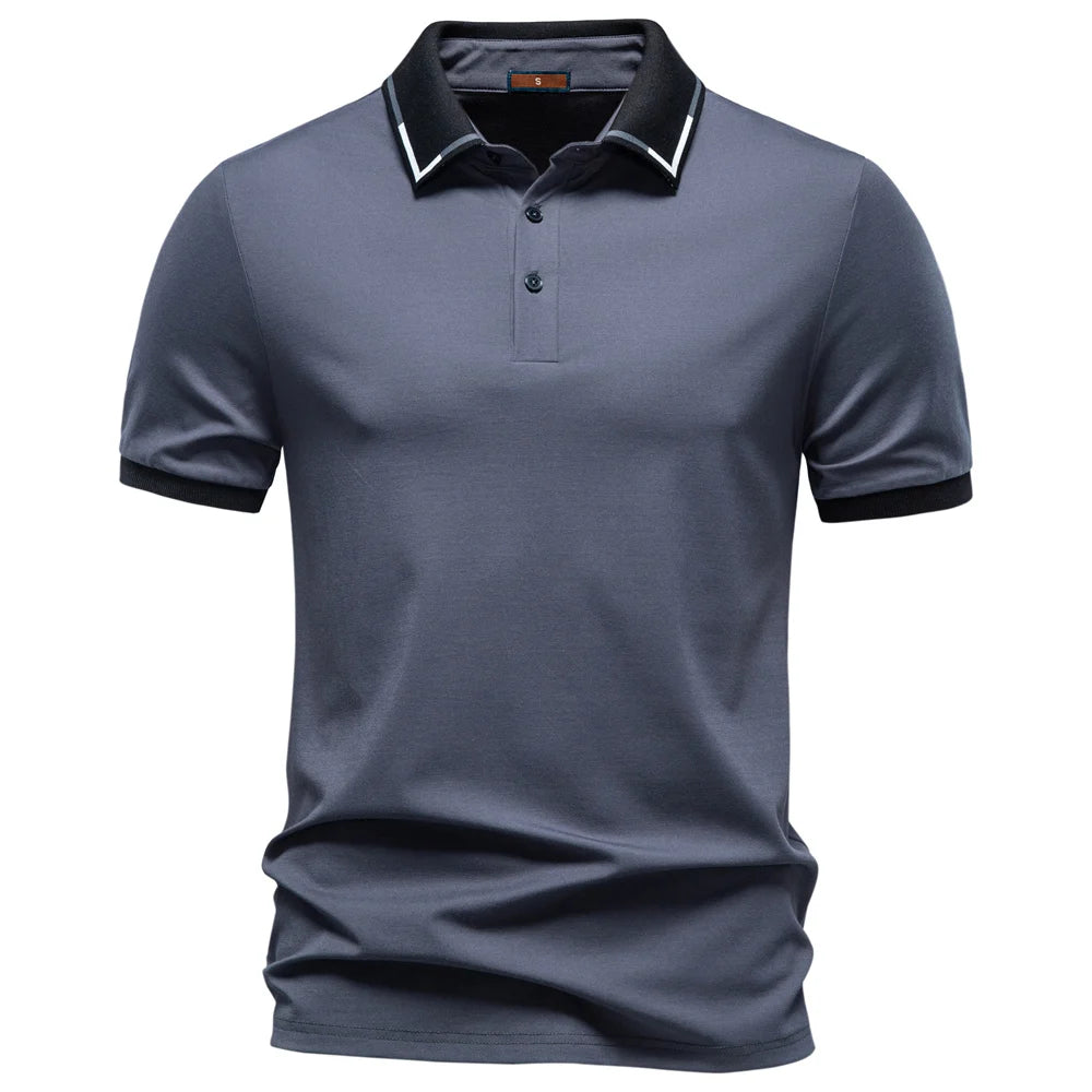 AIOPESON Men’s Short Sleeve Polo Shirt Solid Color Lightweight Breathable Summer Polo Shirts for Men Fashion Brand Slim Fit