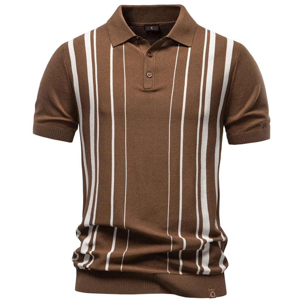 2026 Polo Shirt Men's Stripe Old Money Style Short Sleeve Soft Breathable Luxe Casual Elegant Daily Wear Polo Shirts For Male
