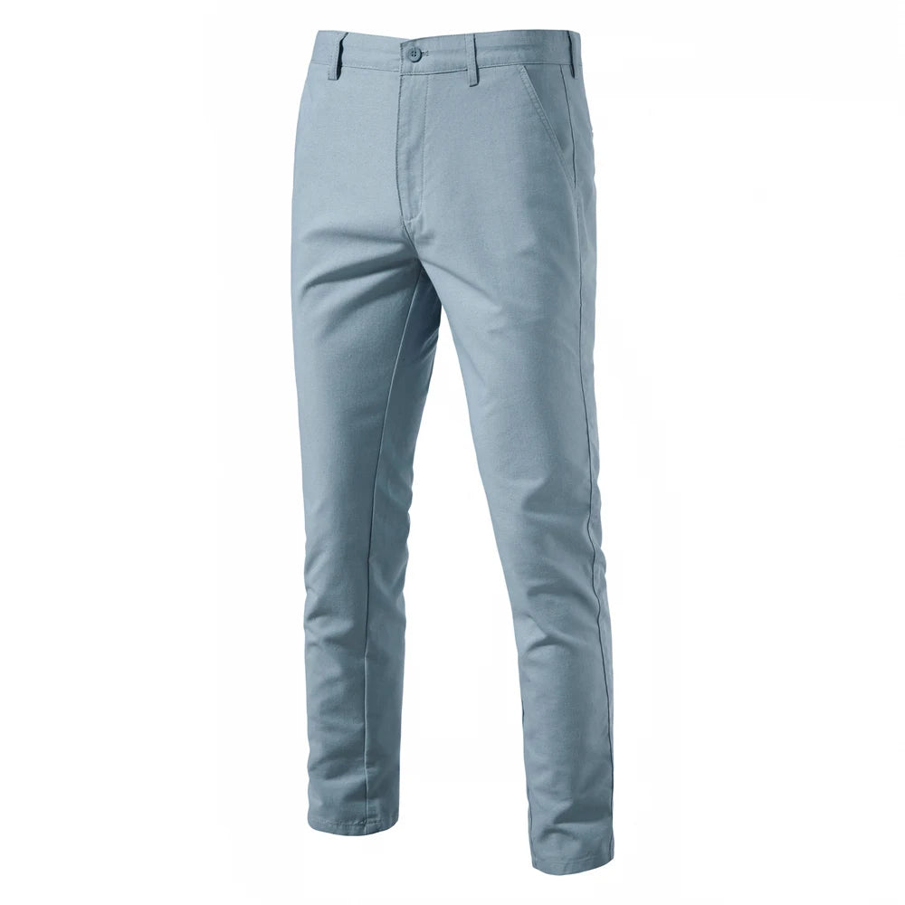 2024 Spring Autumn New Men's Casual Pants Linen Long Pants Breathable Straight Tube Men's Solid Color Versatile Long Pants