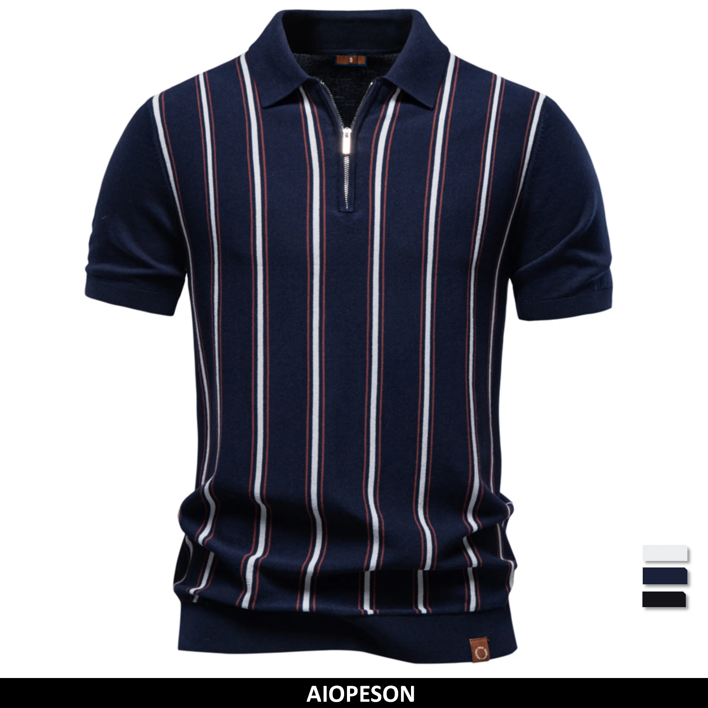 AIOPESON Brand Old Money Polo Shirt Men's Stripe Short Sleeve Soft Fabric Breathable Elegant Casual Polo Shirts for Men