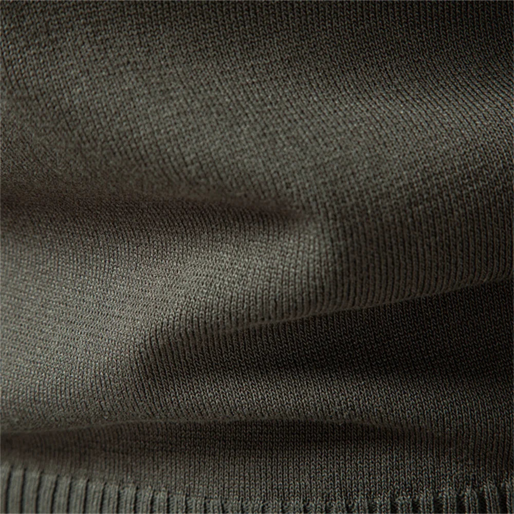 AIOPESON Premium Solid Color Polo Men Slim Fit Zip Long Sleeve Luxury Textured Fabric Business Casual Mens Sweatshirt