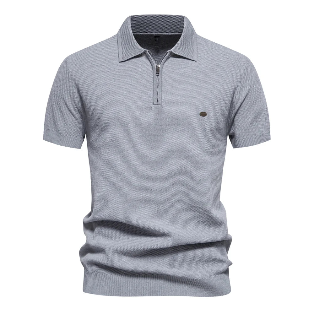 2024 New Summer Ribbed Knit Polo Shirt for Men Breathable and Cool Brand Quality Mens Textured Polo Shirts