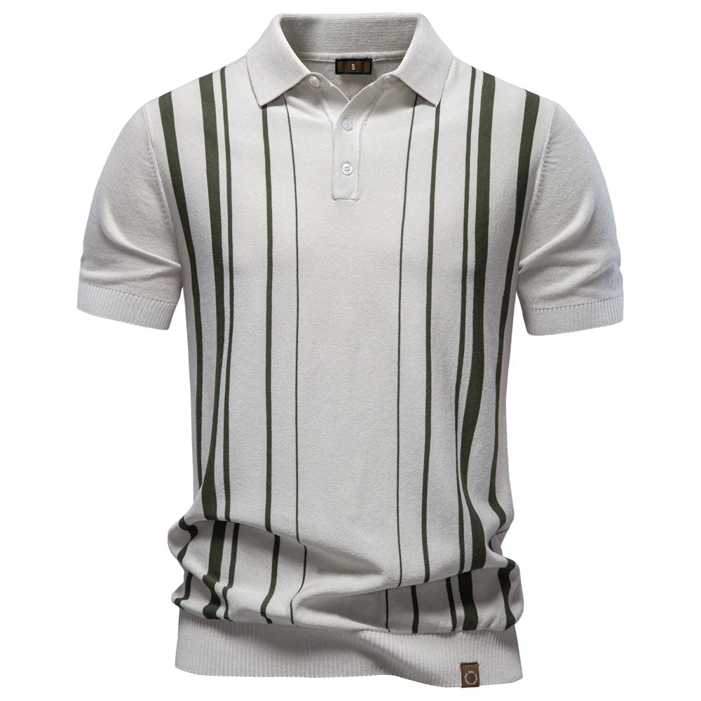 2026 Polo Shirt Men's Stripe Old Money Style Short Sleeve Soft Breathable Luxe Casual Elegant Daily Wear Polo Shirts For Male