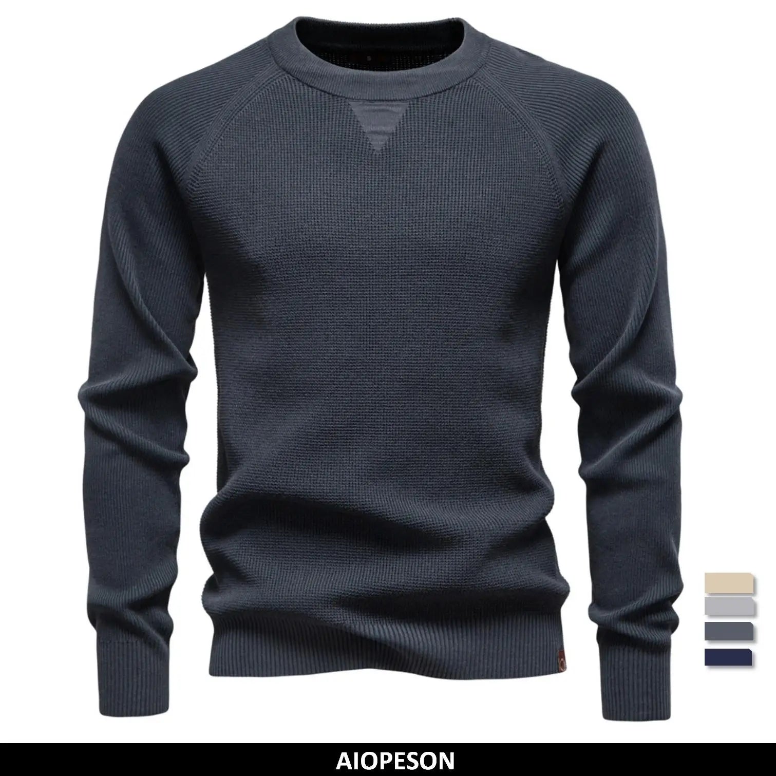 AIOPESON 2025 Men's O-Neck T-Shirt Raglan Sleeve Solid Color Long Sleeve Premium Brand Design Social Sweaters