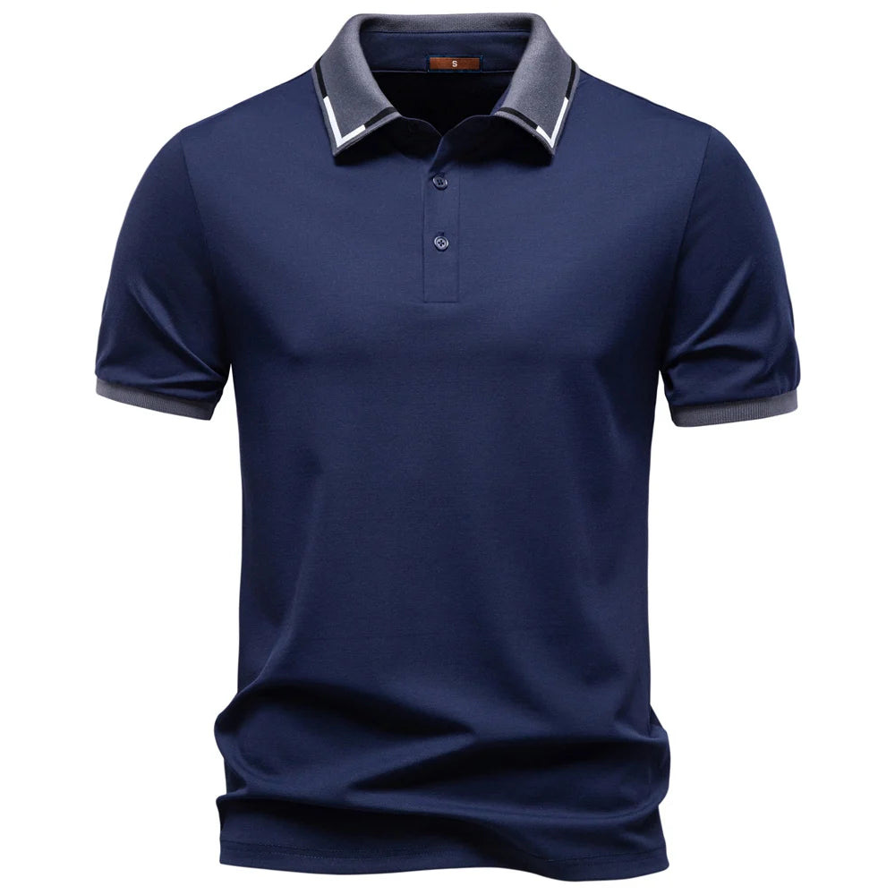 AIOPESON Men’s Short Sleeve Polo Shirt Solid Color Lightweight Breathable Summer Polo Shirts for Men Fashion Brand Slim Fit