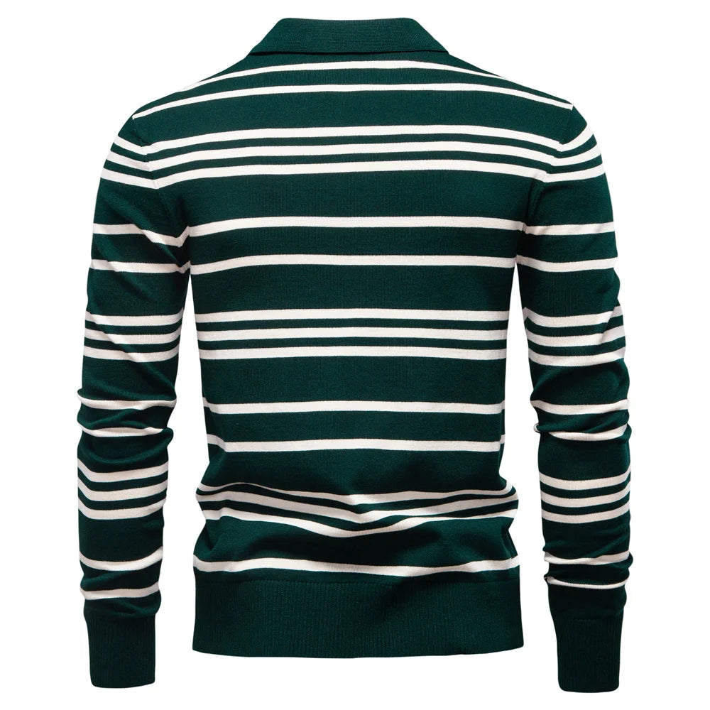AIOPESON 2025 Color Block Polo Men Striped Long Sleeve New Autumn Designer Social Business Premium T-shirts Male