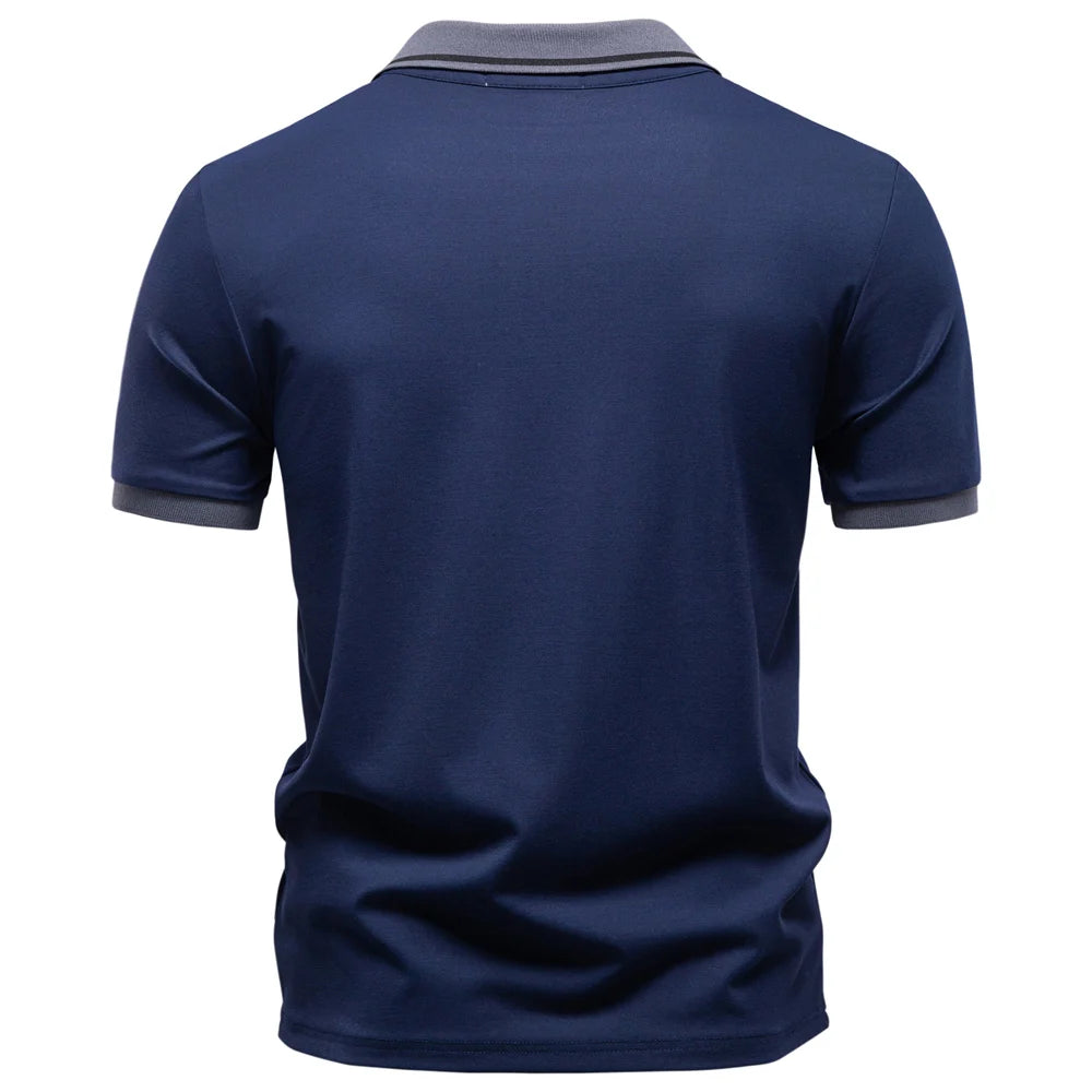 AIOPESON Men’s Short Sleeve Polo Shirt Solid Color Lightweight Breathable Summer Polo Shirts for Men Fashion Brand Slim Fit