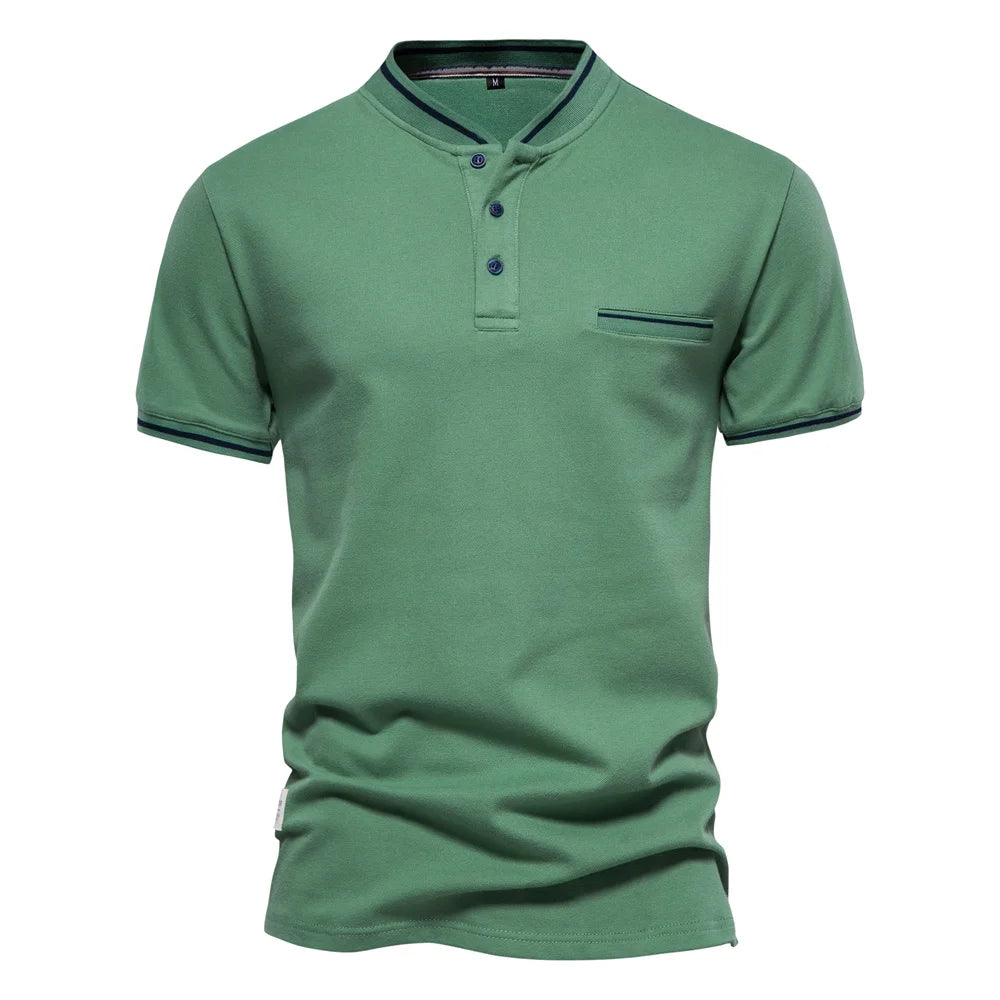 AIOPESON Men's Polo Shirts Cotton Short Sleeve Striped Contrast Color Polo Shirts for Men Brand High Quality Social Polos Male